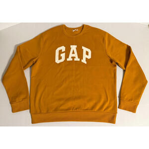 Gap Men's Logo Crewneck Sweatshirt Burnt Orange Pullover Knit Fleece Lined XL